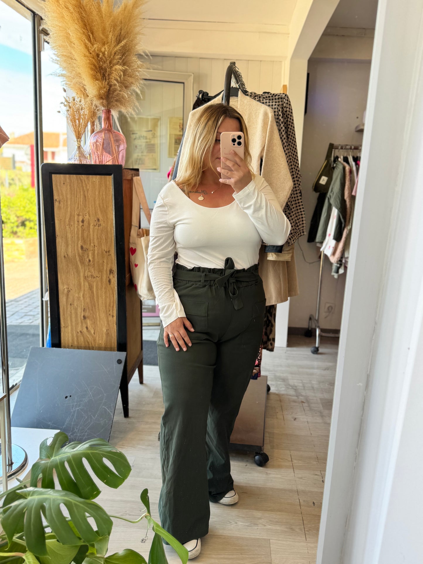 Tee-shirt Amalia manches longues – Taille unique 42-48 – Ecru