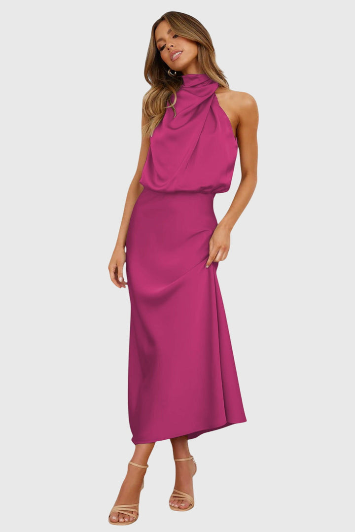 Ava™ | Chic Satin Halter Dress