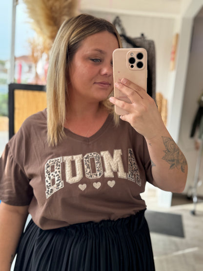Tee-shirt femme AMOUR léopard chocolat Maïa – Taille unique 42-48