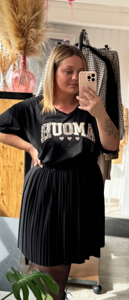 Tee-shirt femme Elia AMOUR léopard – Noir - Taille unique 42-48