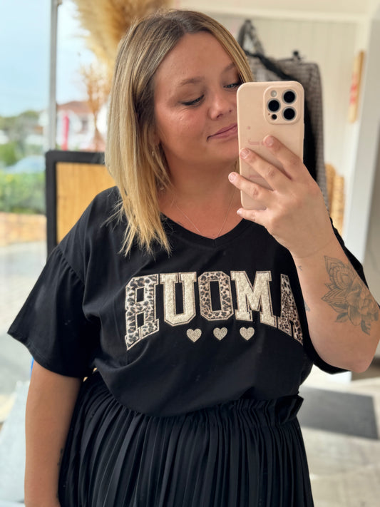 Tee-shirt femme Elia AMOUR léopard – Noir - Taille unique 42-48