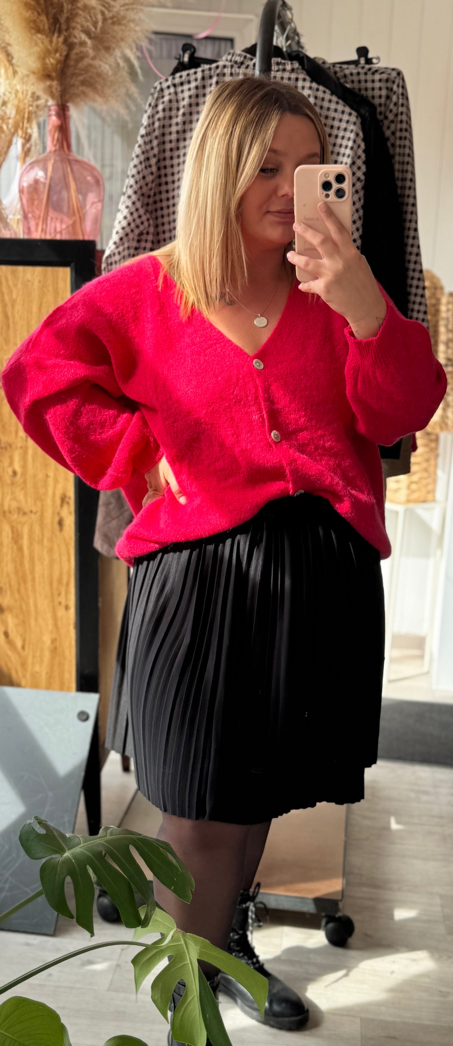 Jupe plissée courte Adèle – Noir – Taille unique 38-48