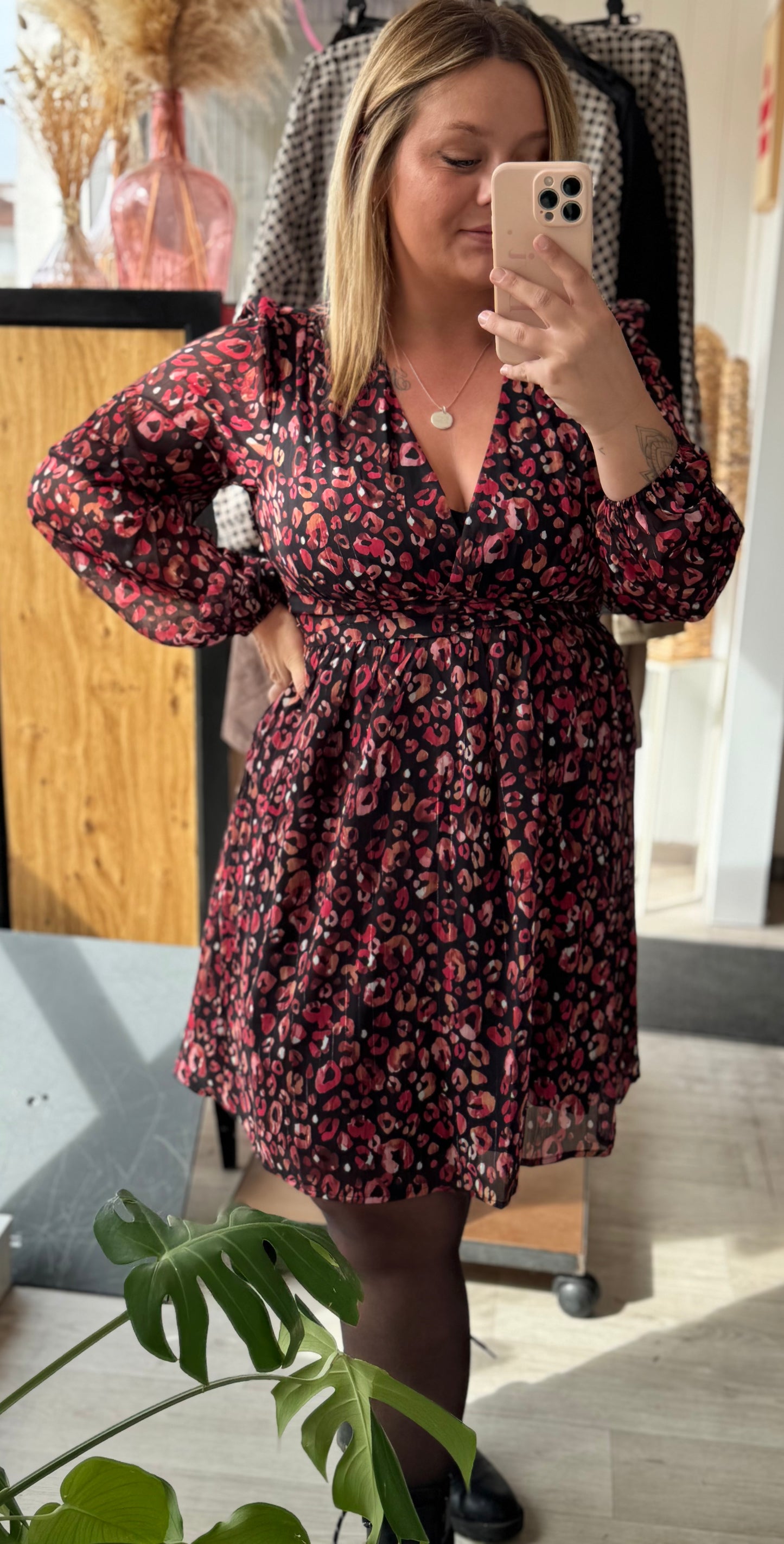 Robe Livia – Léopard Rouge & Orange Du L au 4XL