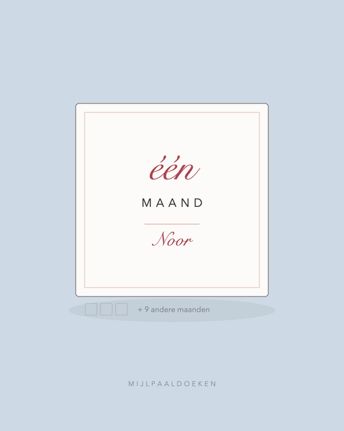 Mijlpaaldoek met de tekst een maand en de naam Noor