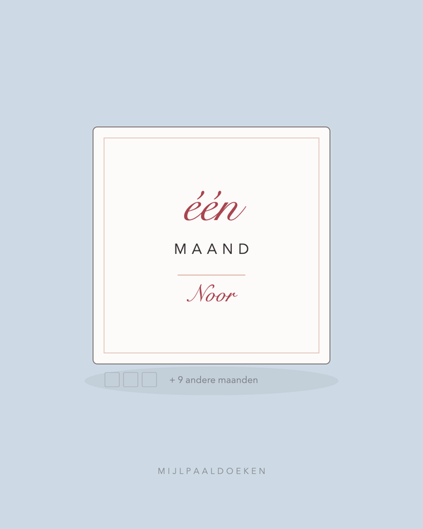 Mijlpaaldoek met de tekst een maand en de naam Noor
