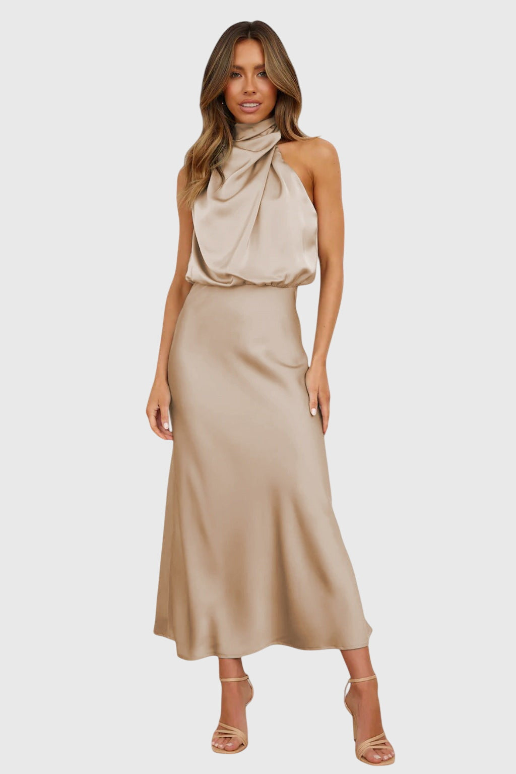 Ava™ | Chic Satin Halter Dress