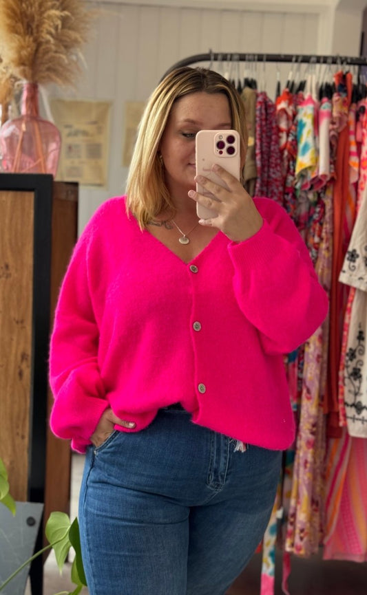 Gilet en Baby Alpaga Fuchsia Enide - ElviElvi