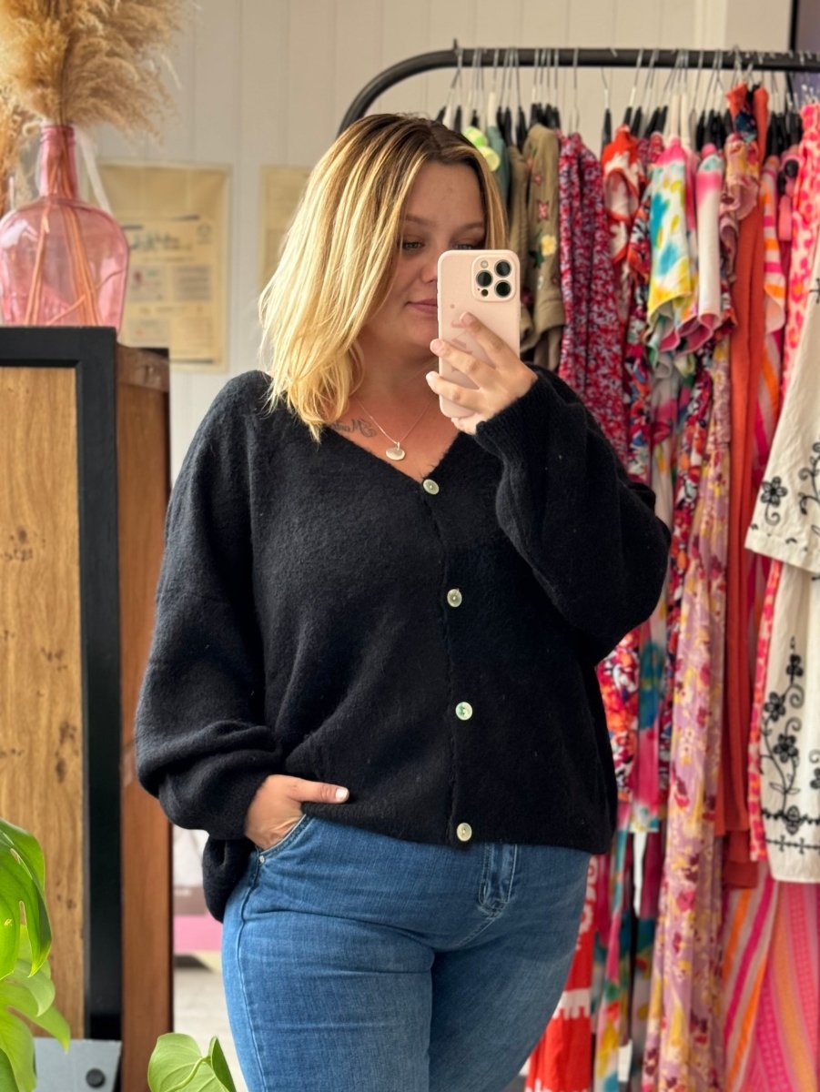 Gilet en Baby Alpaga Noir Mercredi - ElviElvi