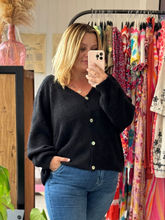 Gilet en Baby Alpaga Noir Mercredi - ElviElvi