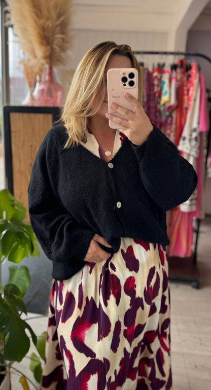 Gilet en Baby Alpaga Noir Mercredi - ElviElvi