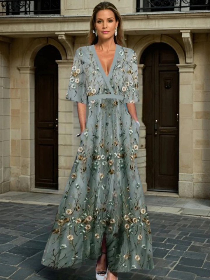 Hazel | Stylish V-Neck Bohemian Dress with Belt