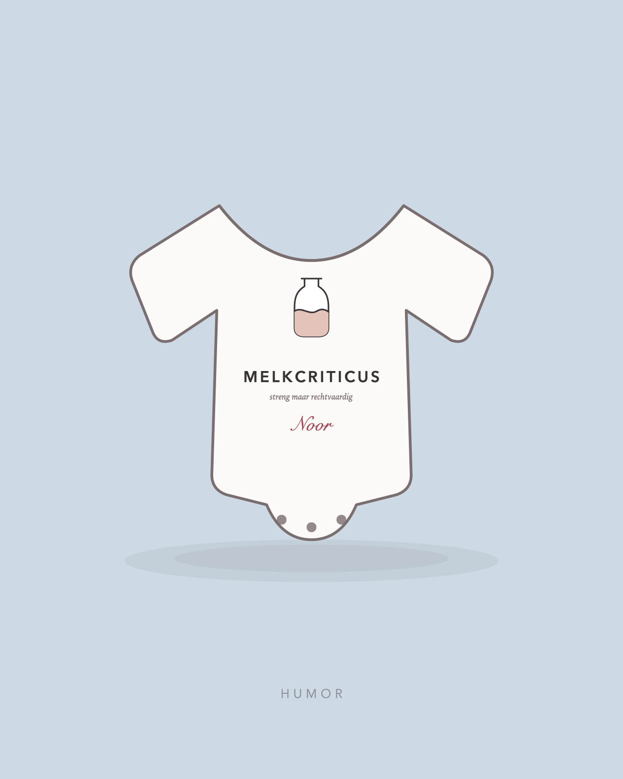 Wit rompertje met een melkflesje en de tekst melkcriticus