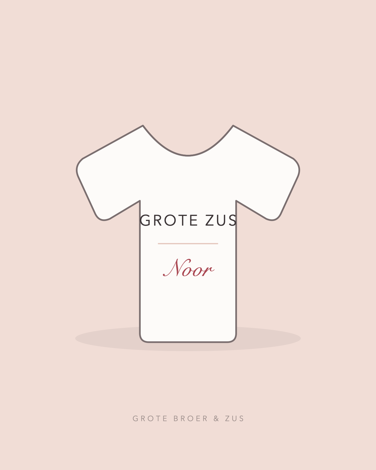 Kindershirt met de tekst grote zus en de naam Noor